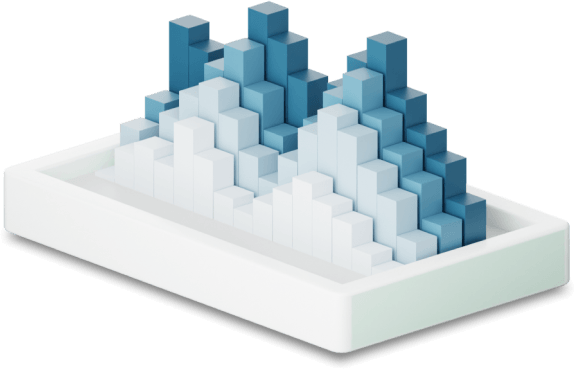 3D isometric visualization of stacked data storage columns on a platform, representing scalable ESG evidence storage for policy documents, certifications, and large datasets