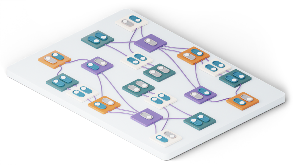 3D isometric network diagram of ESG data nodes and connections, representing Generation Impact Global's integrated ESG data management platform
