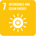 Icon representing SDG 7: Affordable and Clean Energy, part of the 17 global goals by Generation Impact Global