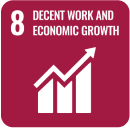 Icon representing SDG 8: Decent Work and Economic Growth, part of the 17 global goals by Generation Impact Global
